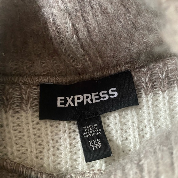 EXPRESS White and Tan Striped Sweater - Picture 2 of 5
